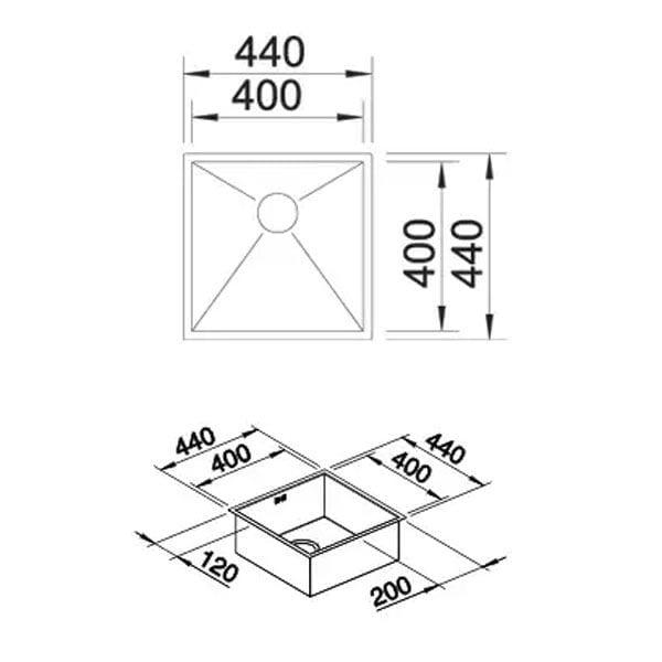 Мойка кухонная Blanco Zerox 400-U 521585 44х44