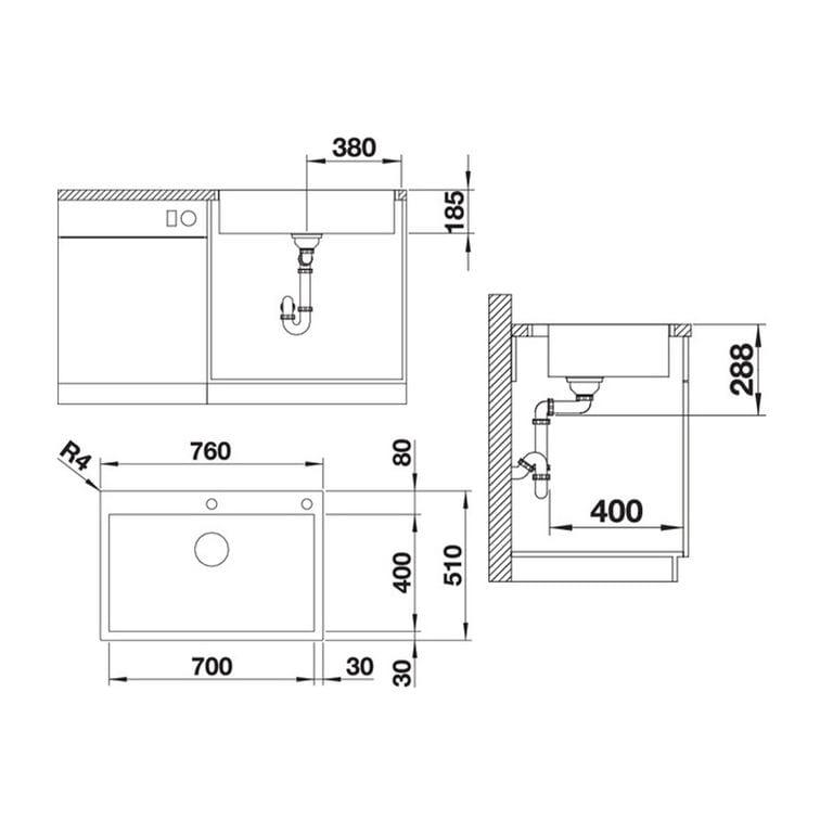Мойка кухонная Blanco Zerox 700-IF/A Durinox 523102 76х51