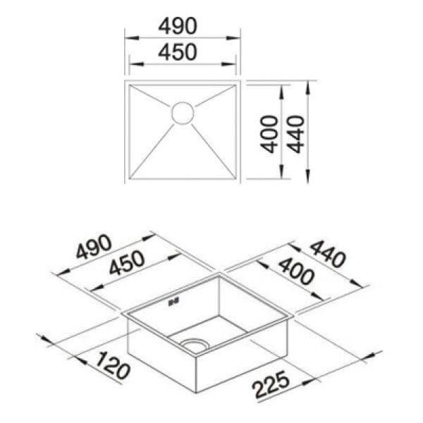 Мойка кухонная Blanco Zerox 450-U 521587 49х44