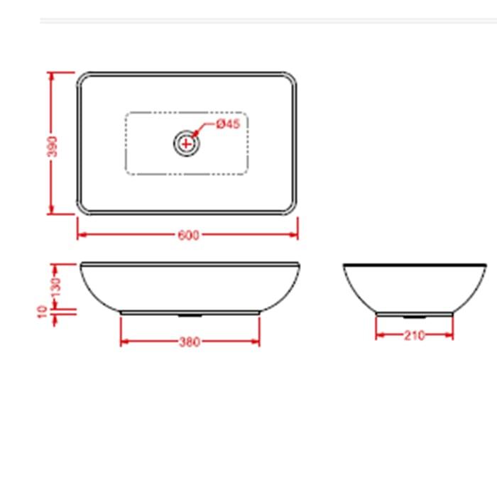 Раковина накладная Artceram Tai TAL001 01 00 bi 60х39