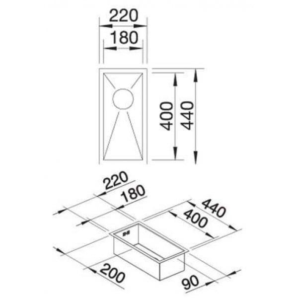Мойка кухонная Blanco Zerox 180-U 521567 44х22
