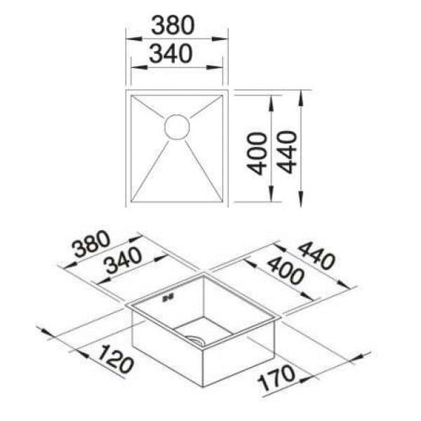 Мойка кухонная Blanco Zerox 340-U Durinox 521556 44х38