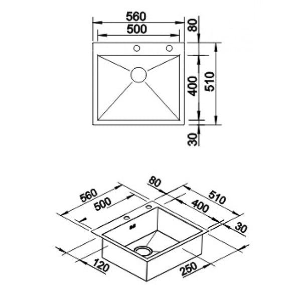 Мойка кухонная Blanco Zerox 500-IF/A Durinox 523101 56х51
