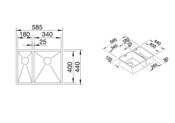 Мойка кухонная Blanco Zerox 340/180-U 521613 58.5х44