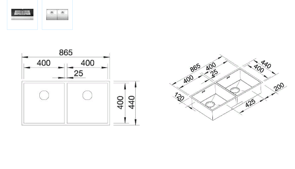 Мойка кухонная Blanco Zerox 400/400-U 521620 86.5х44
