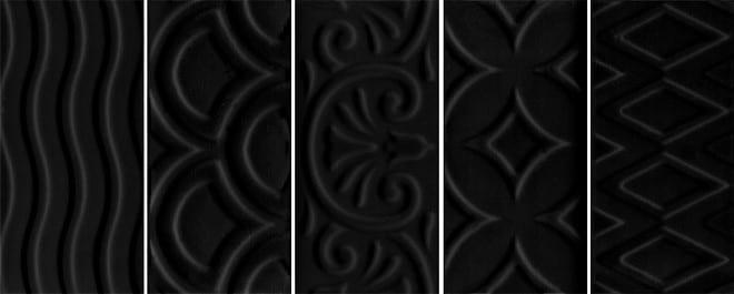 Настенная плитка Kerama Marazzi Авеллино Черный Структура Mix 16016 7,4x15