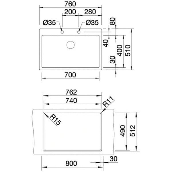 Мойка кухонная Blanco Claron 700-IF/A 521634 76х51