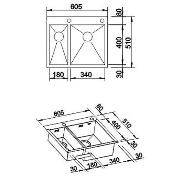 Мойка кухонная Blanco Zerox 340/180-IF/A 521612 60.5х51