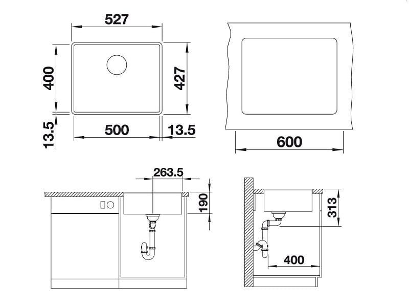 Мойка кухонная Blanco Subline 500-F Жасмин 523536 50х40