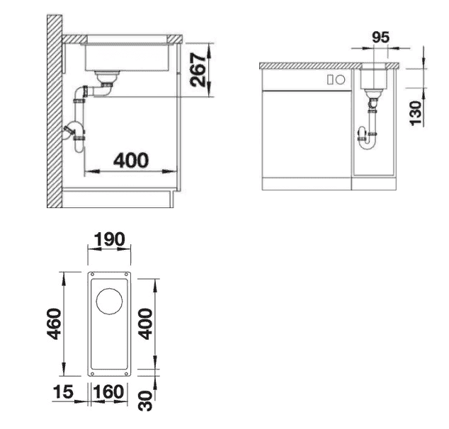 Мойка кухонная Blanco Subline 160-U Антрацит 523396 46х19