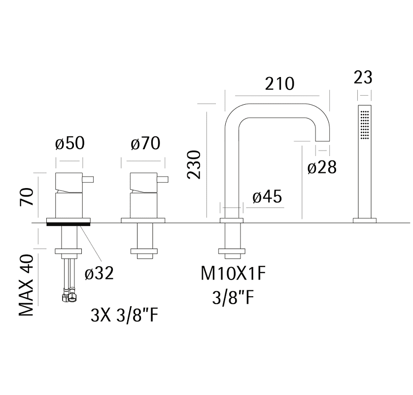 Смеситель для ванны Cisal Xion XI001260D1
