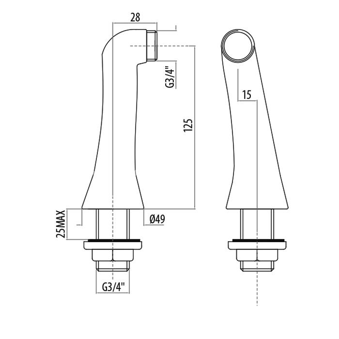 Ножка для установки смесителя Gattoni Accessori 1544/00C0 cr
