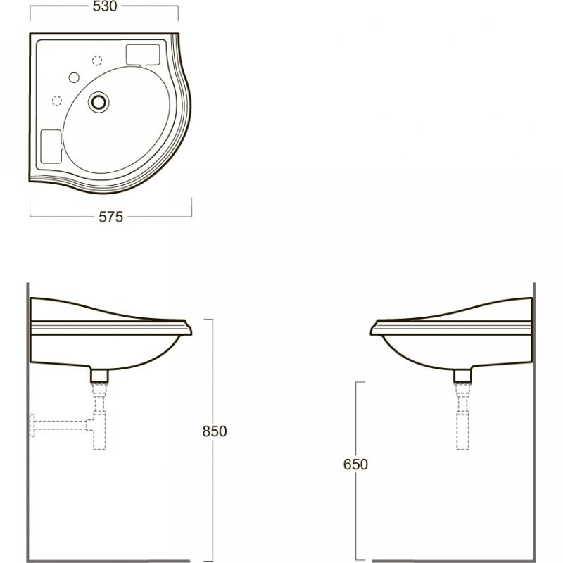 Раковина угловая Simas Arcade AR884bi*1 57.5х57.5