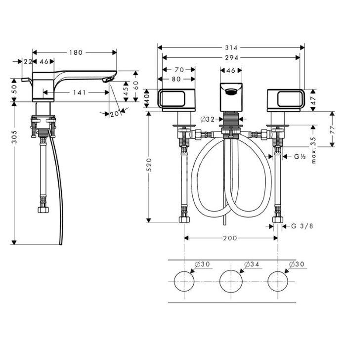 Смеситель для раковины Axor Urquiola 11041000