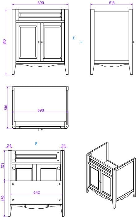Комплект мебели TW Veronica Nuovo VER2073-B+AR834bi*1