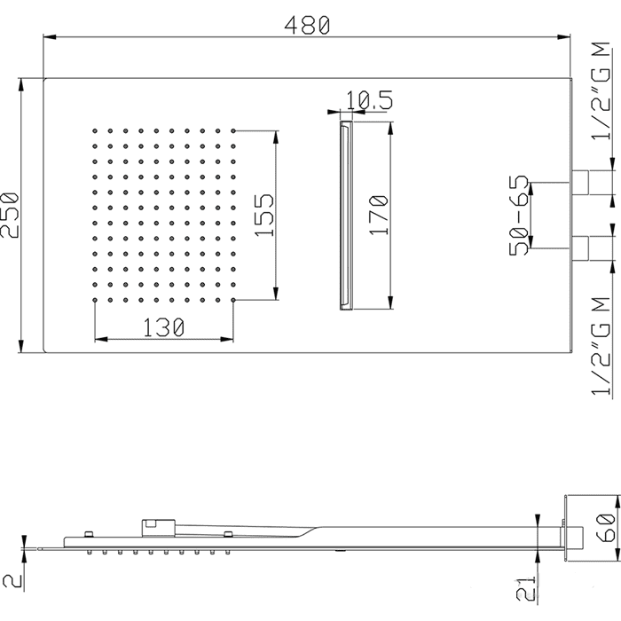Верхний душ Cisal Zen Shower ZS022510D2