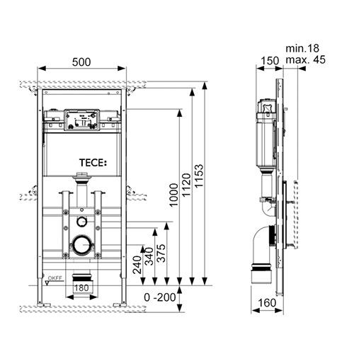 Модуль для установки унитаза Tece TECElux 9600100