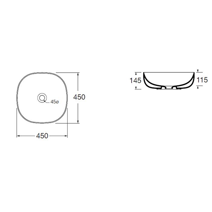 Раковина накладная Azzurra Elegance Circle ELLA040100C0BI/(ECI4010 bi)*0 40х40