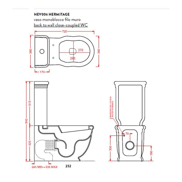 Унитаз приставной Artceram Hermitage HEV006 01 00 bi 71х36