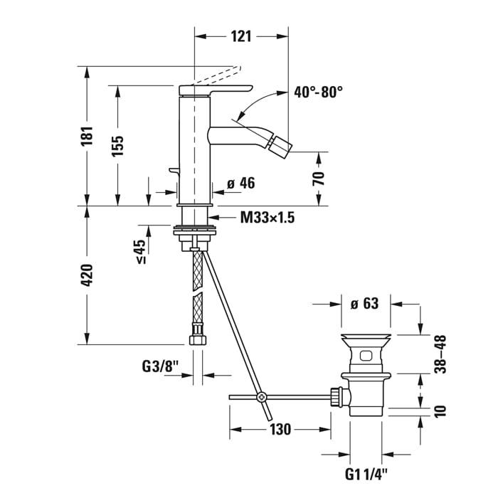 Смеситель для биде Duravit С.1 C12400001010