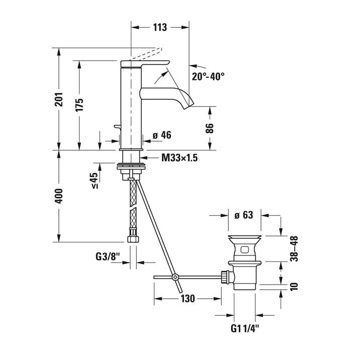 Смеситель для раковины Duravit С.1 C11020001010