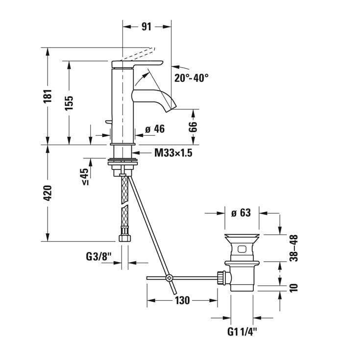 Смеситель для раковины Duravit С.1 C11010001010