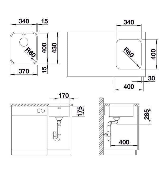 Мойка кухонная Blanco Supra 340-U 518199 43х37