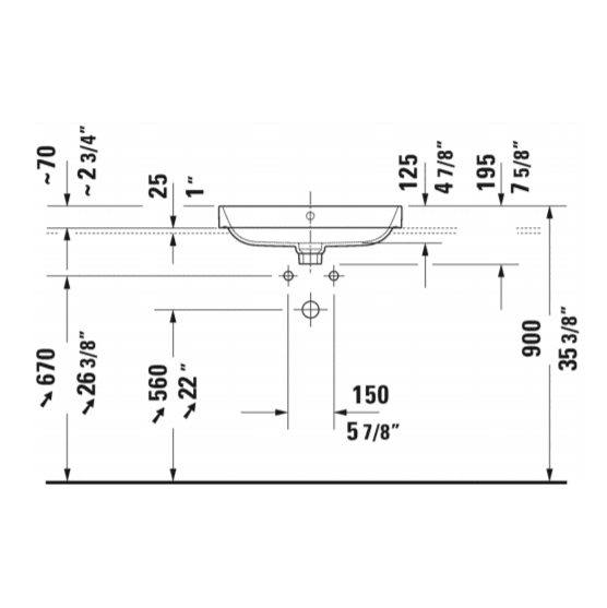 Раковина накладная Duravit Happy D.2 Plus 2360600000 60x46