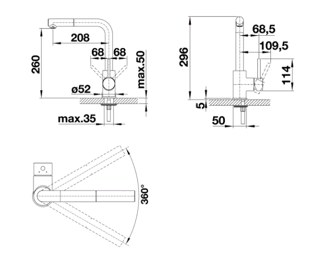 Смеситель для кухни Blanco Mila-S Хром 524214