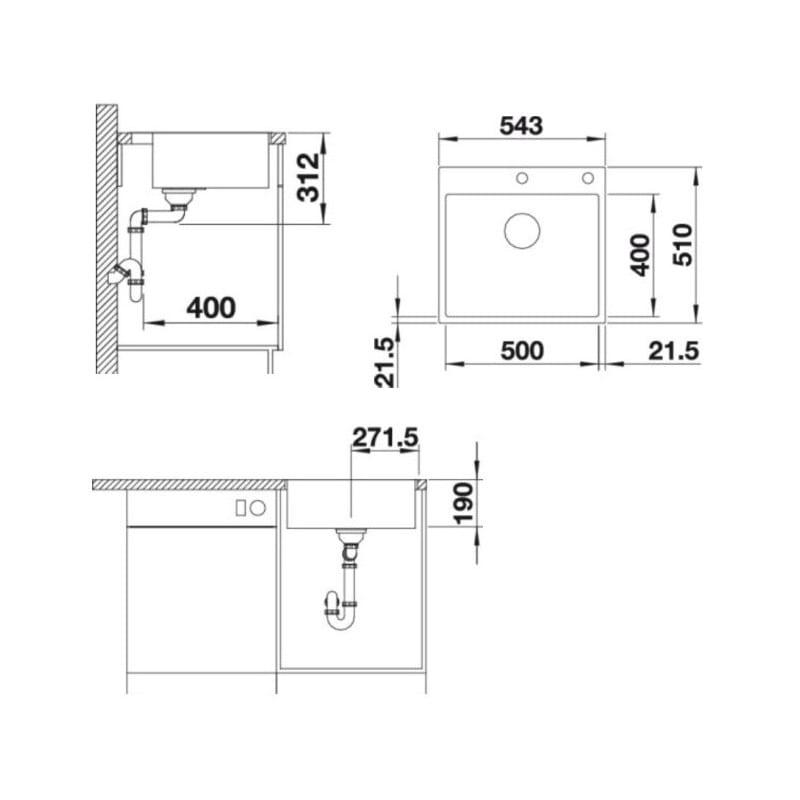 Мойка кухонная Blanco Subline 500-IF/A Антрацит 524111 54.3x51