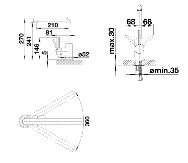 Смеситель для кухни Blanco Mili Хром 524213