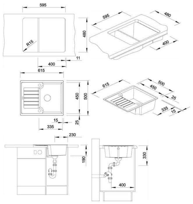 Мойка кухонная Blanco Zia 40S Антрацит 516918 61.5х50