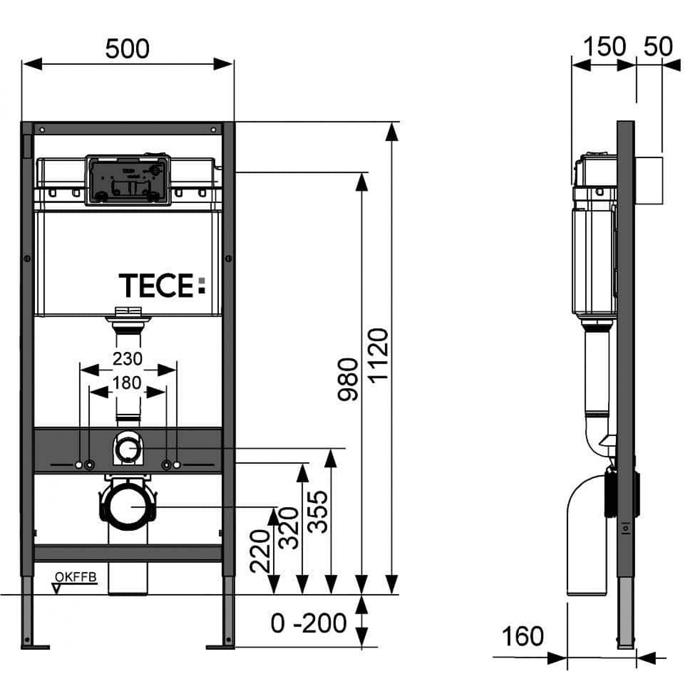 Нижняя панель для установки унитаза и биде Tece TECElux 9650101