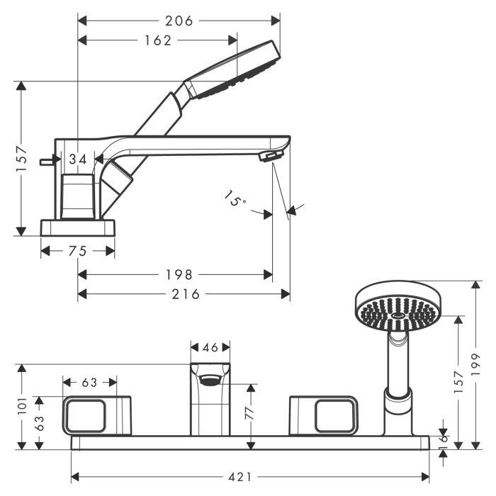 Смеситель для ванны Axor Urquiola 11443000