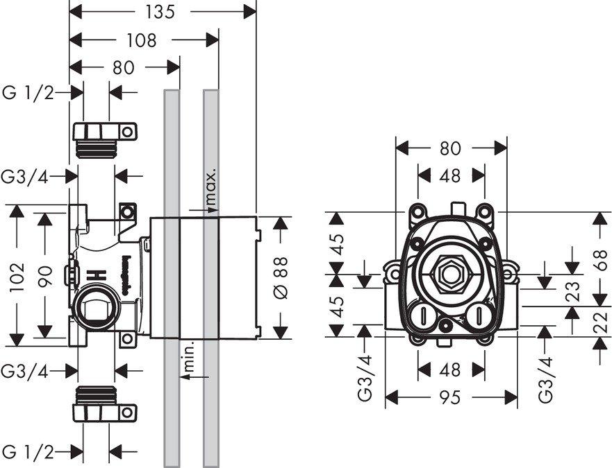 Встроенный элемент для термостата Axor ShowerCollection 10754180