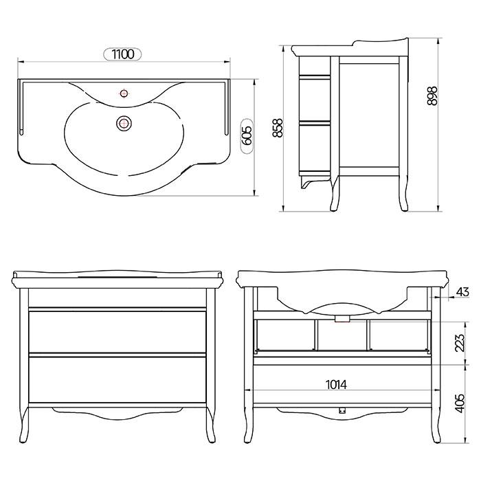 Комплект мебели TW Armony Nuovo ARM2110-B+GIU200110/ALZA bi*1