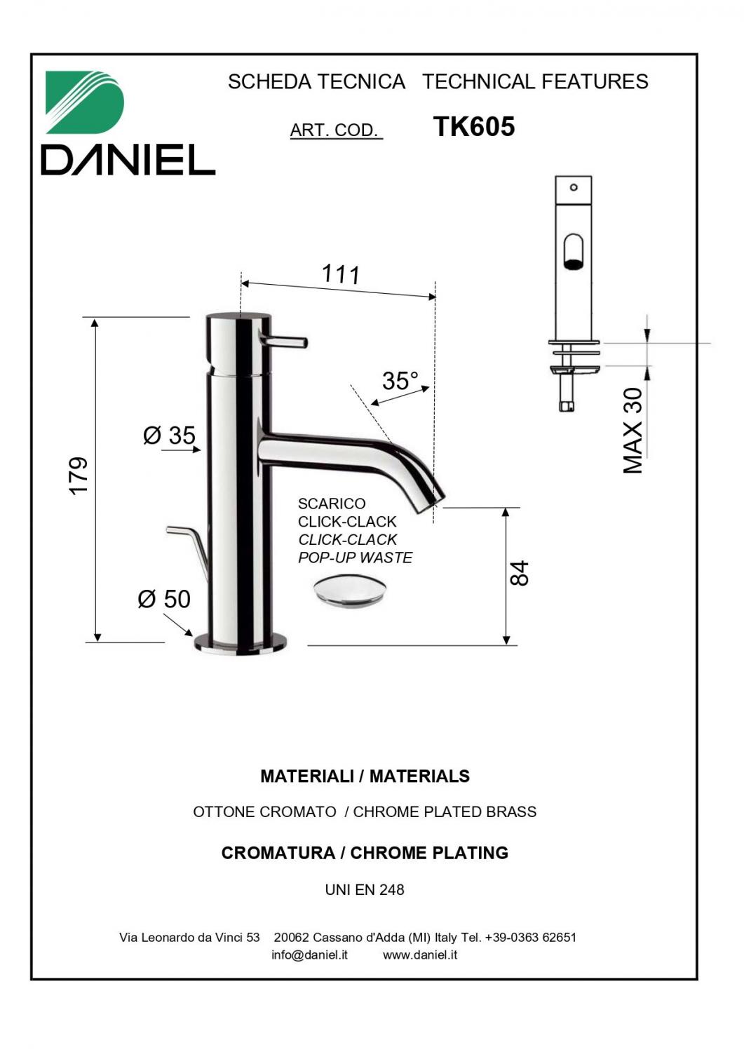 Смеситель для раковины цвет черный Daniel Tokyo TX605-15