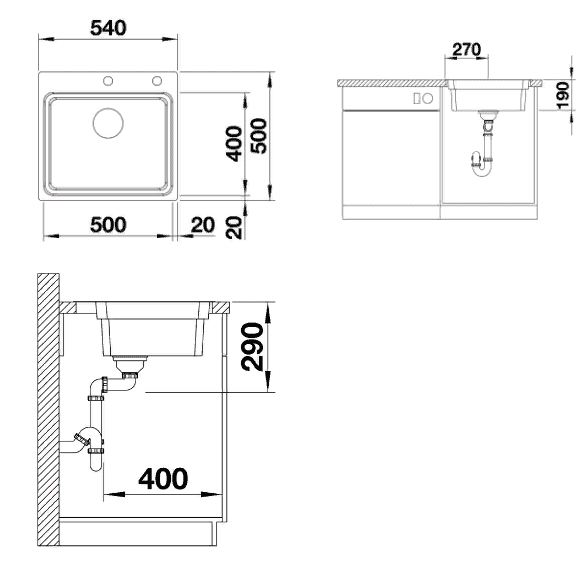 Мойка кухонная Blanco Etagon 500-IF/A 521748 54х50