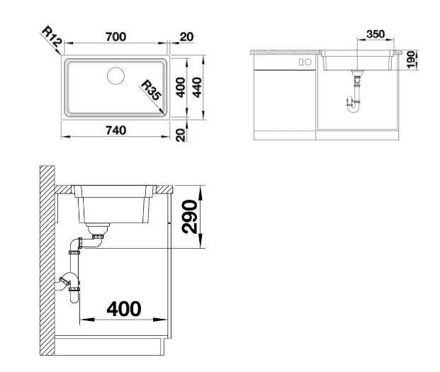 Мойка кухонная Blanco Etagon 700-IF 524272 74х44