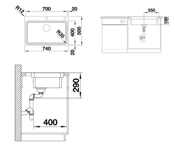 Мойка кухонная Blanco Etagon 700-IF/A 524274 74х50
