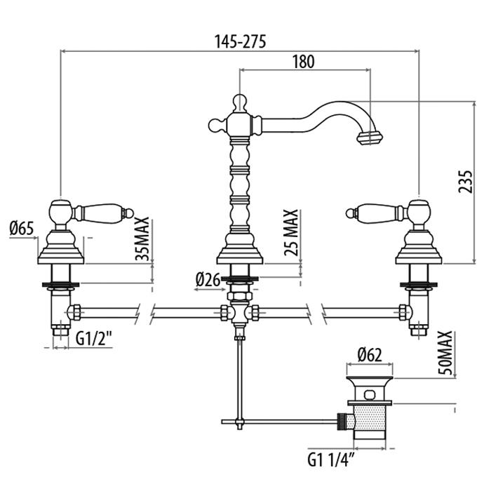 Смеситель для раковины Gattoni Vivaldi Lever 13100/13V0br