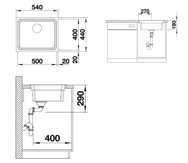 Мойка кухонная Blanco Etagon 500-IF 521840 54х44