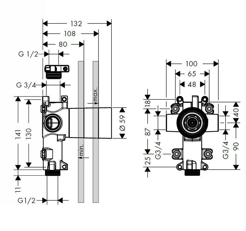 Встроенный элемент для запорного/переключающего вентиля Axor ShowerCollection Trio 36770180