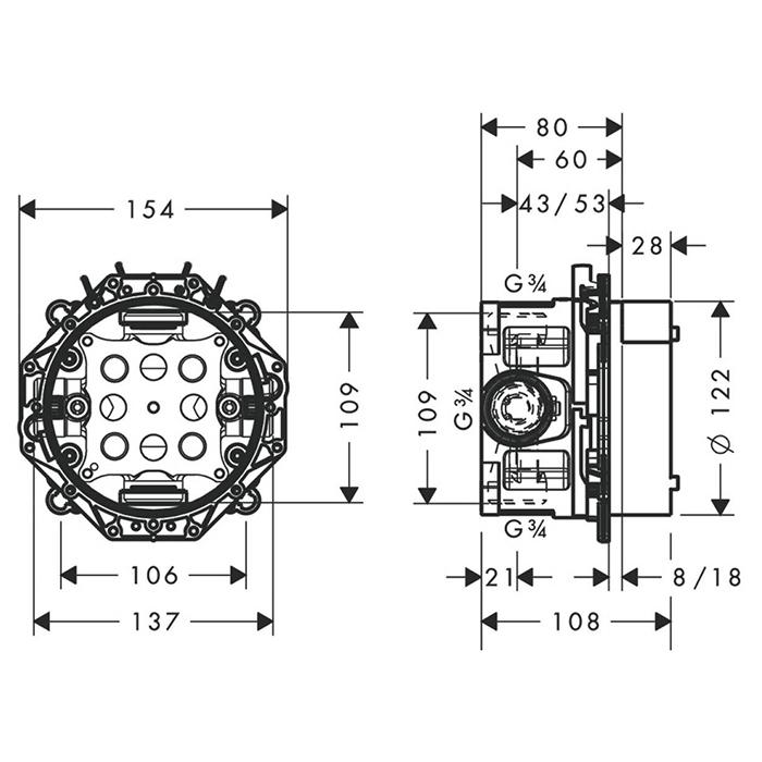 Встроенный элемент для электронного смесителя Axor MyEdition 16182180