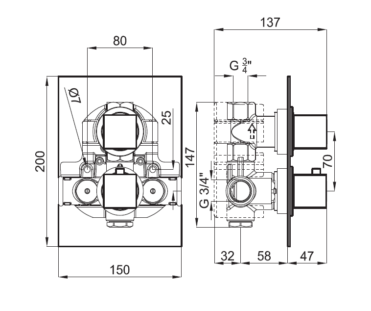 Смеситель для душа Noken Square 100065767 - N140140015