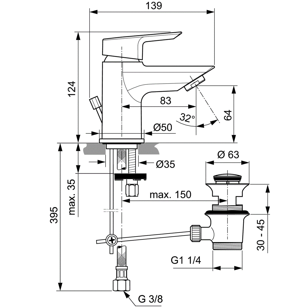 Смеситель для раковины Ideal Standard Tesi A6566AA