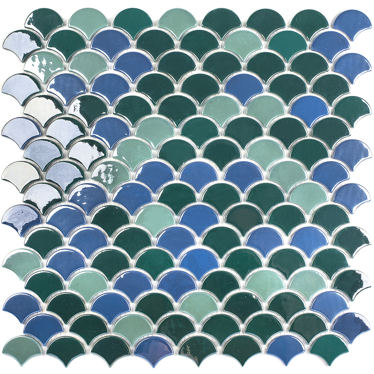 Green Mix Glass Fish Scale Mosaic, SOUL GREEN MIX