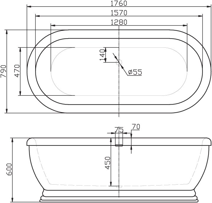 Ванна отдельностоящая BelBagno BB03 176x79