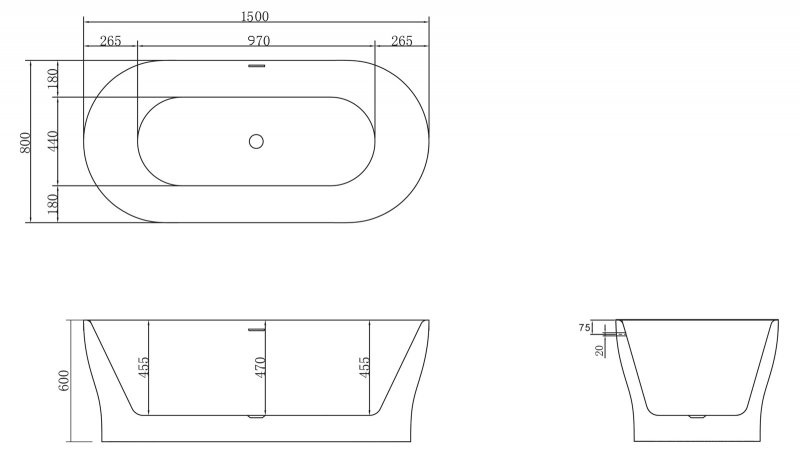 Ванна отдельностоящая BelBagno BB405-1500-800 150x80