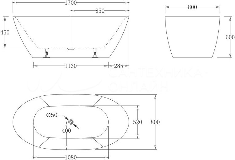 Ванна отдельностоящая BelBagno BB77-1700 170x80